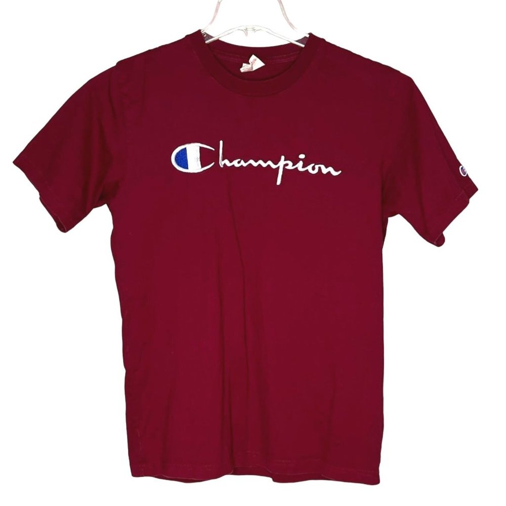 Champion T Shirt Mens Small Burgundy Reverse Weave Streetwear Sportswear Vintage